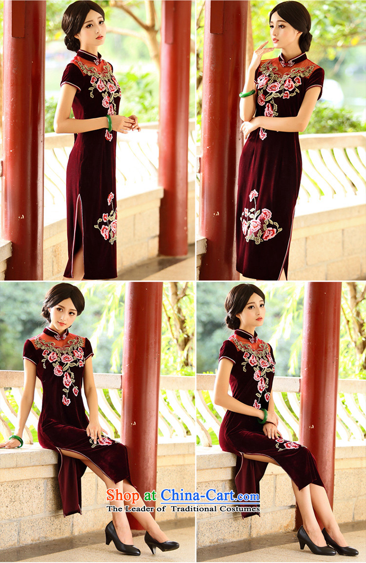 Chinese New Year 2015 Classic Serb in long improved embroidered velvet cheongsam dress suit middle-aged retro wedding performances XXXL chestnut horses picture, prices, brand platters! The elections are supplied in the national character of distribution, so action, buy now enjoy more preferential! As soon as possible.