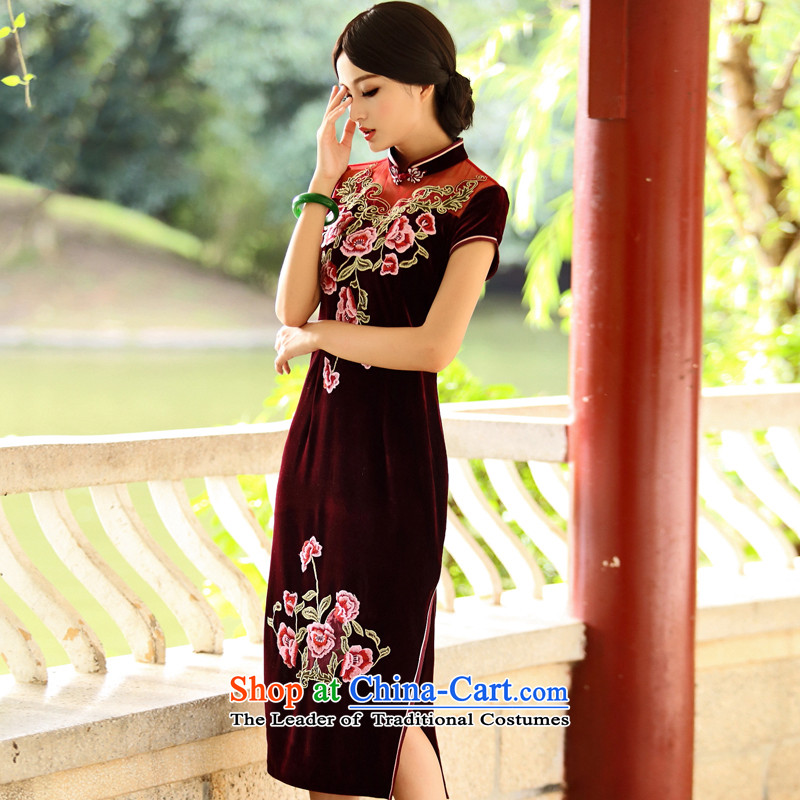 Chinese New Year 2015 Classic Serb in long improved embroidered velvet cheongsam dress suit middle-aged retro wedding XXXL, English thoroughbred, performance-Classic (HUAZUJINGDIAN) , , , shopping on the Internet