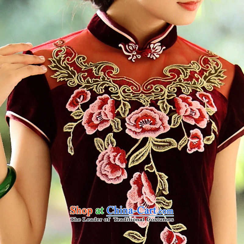 Chinese New Year 2015 Classic Serb in long improved embroidered velvet cheongsam dress suit middle-aged retro wedding XXXL, English thoroughbred, performance-Classic (HUAZUJINGDIAN) , , , shopping on the Internet