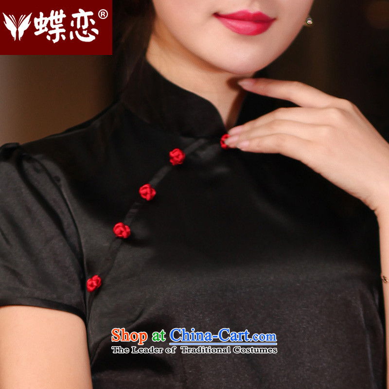 The Butterfly Lovers 2015 Summer new ethnic improved stylish shirt qipao China wind silk Tang dynasty women S, Butterfly Lovers , , , Black shopping on the Internet