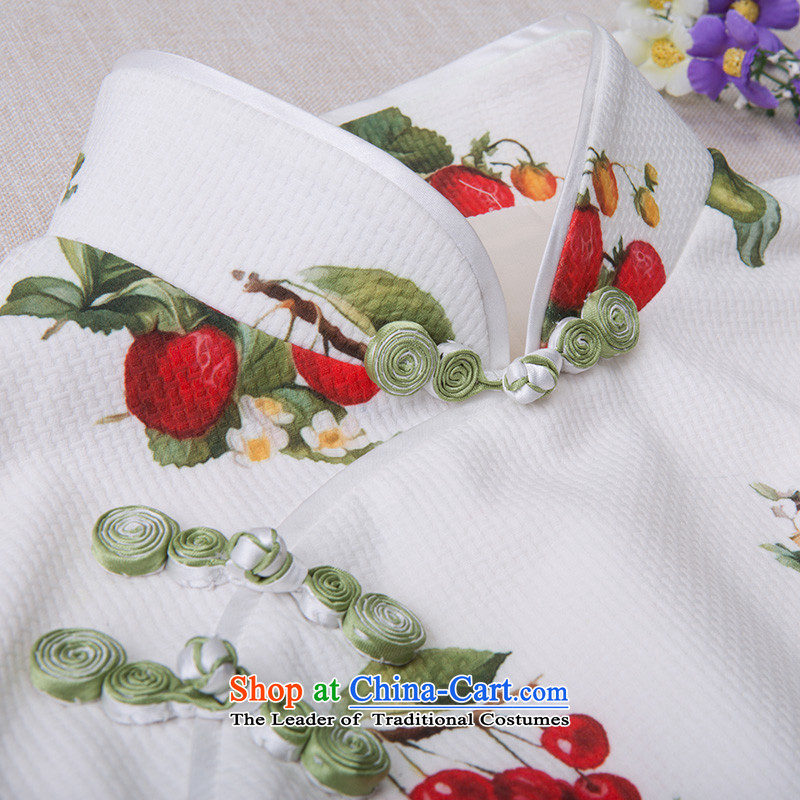 A Pinwheel Without Wind red fruits 2015 Yi Chun replacing new long skirt style qipao improved stamp cheongsam dress retro white S, Yat Lady , , , shopping on the Internet