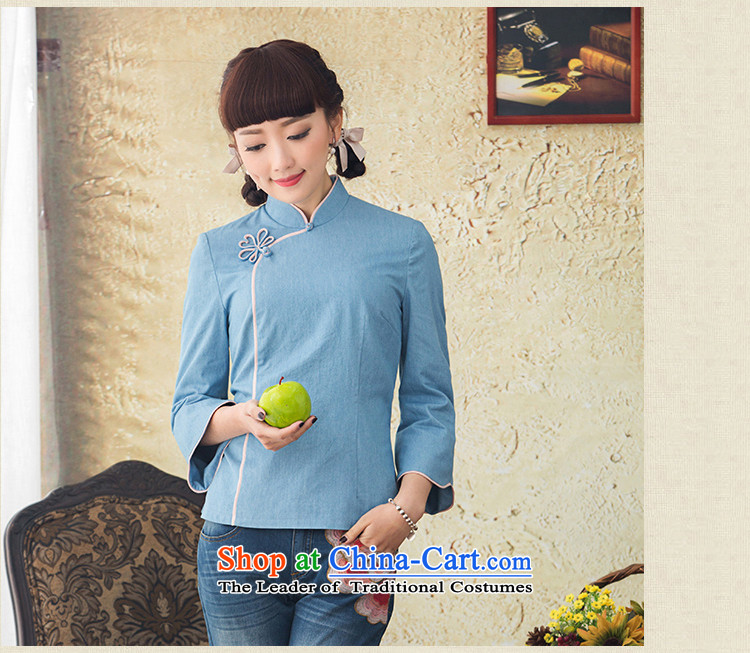 A Pinwheel Without Wind Blue, 9 Yat-sleeved blouses and Tang dynasty Chinese spring and autumn 2015 replacing improved national wind qipao shirt blue L picture, prices, brand platters! The elections are supplied in the national character of distribution, so action, buy now enjoy more preferential! As soon as possible.