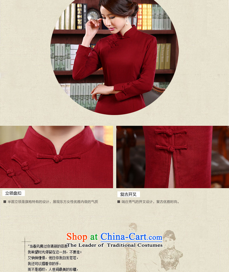 2015 autumn morning daily pro-new temperament, long-sleeved retro Sau San short improved stylish cotton linen cheongsam dress Red M-waist 74cm picture, prices, brand platters! The elections are supplied in the national character of distribution, so action, buy now enjoy more preferential! As soon as possible.