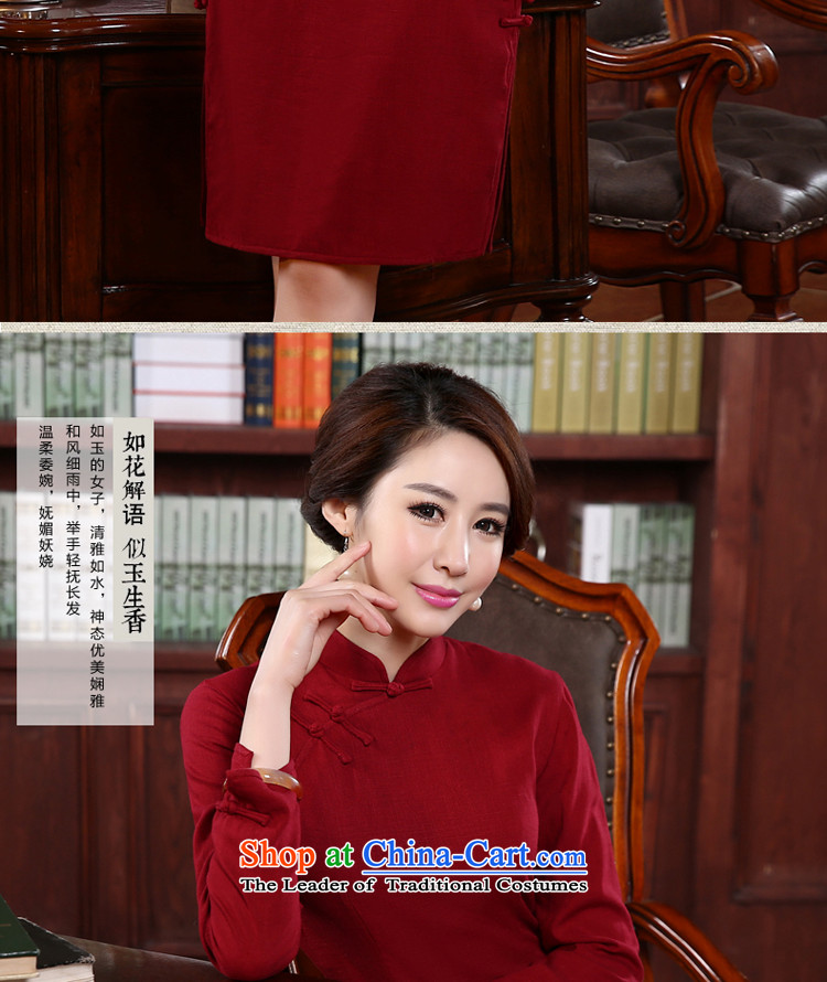2015 autumn morning daily pro-new temperament, long-sleeved retro Sau San short improved stylish cotton linen cheongsam dress Red M-waist 74cm picture, prices, brand platters! The elections are supplied in the national character of distribution, so action, buy now enjoy more preferential! As soon as possible.