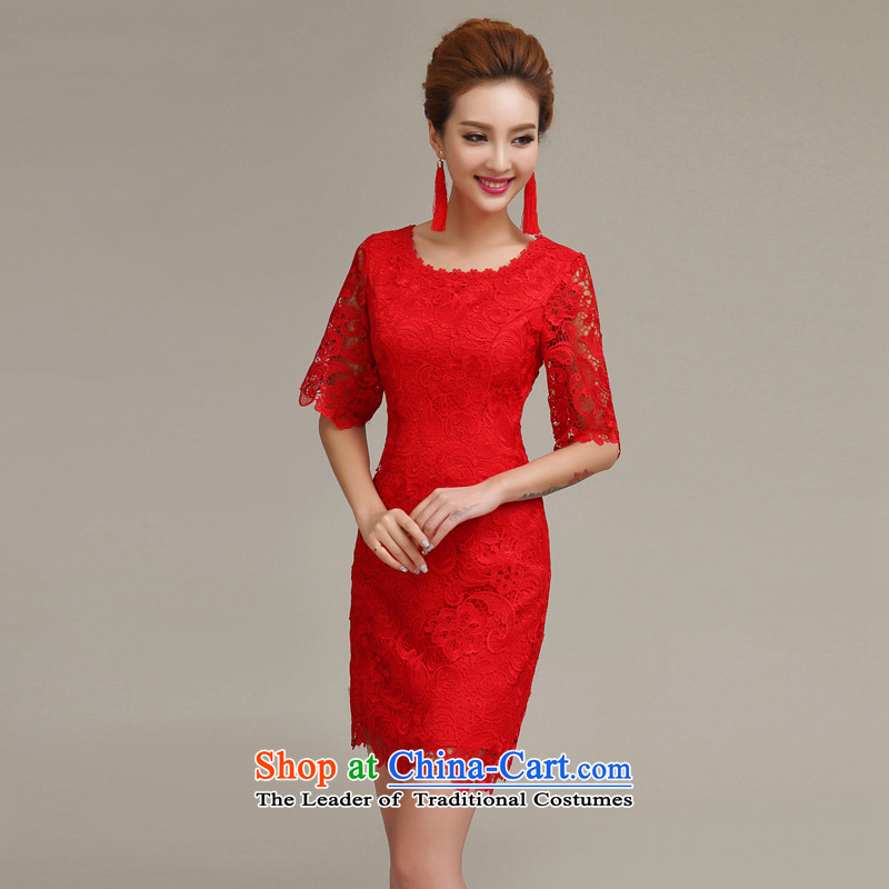 Time Syrian marriages evening dresses 2015 autumn and winter new short, bows to trendy red evening dress in marriage cuff qipao XL, Syria has been pressed time shopping on the Internet