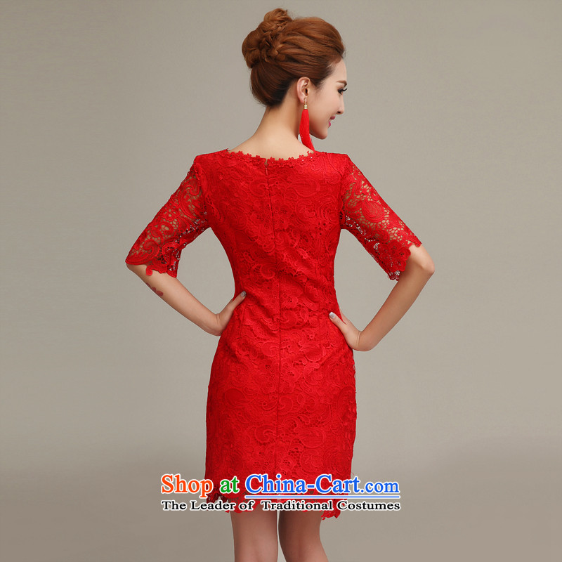 Time Syrian marriages evening dresses 2015 autumn and winter new short, bows to trendy red evening dress in marriage cuff qipao XL, Syria has been pressed time shopping on the Internet