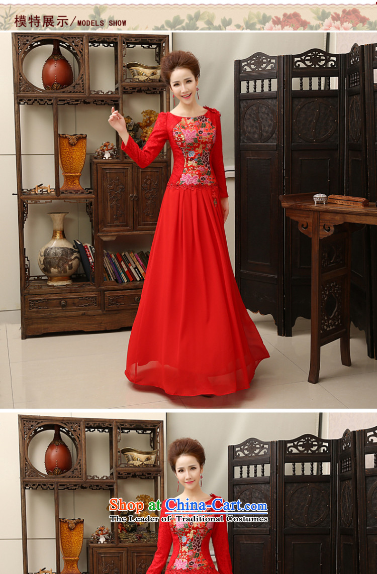Time Syrian autumn and winter long-sleeved round-neck collar improved retro qipao bows Service Bridal wedding dress large long skirt long-sleeved gown M picture, prices, brand platters! The elections are supplied in the national character of distribution, so action, buy now enjoy more preferential! As soon as possible.