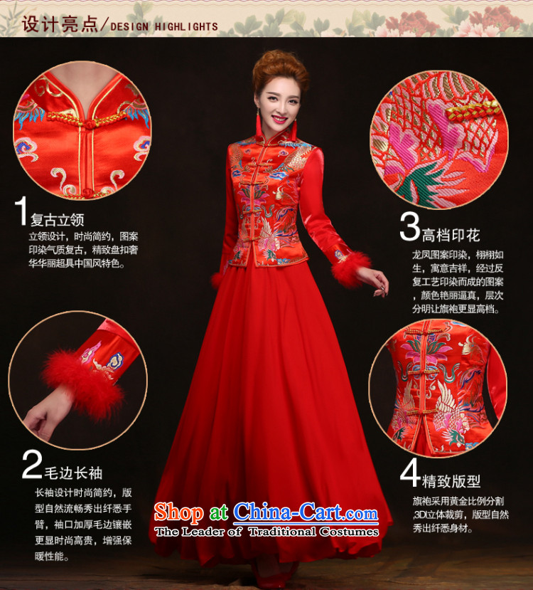 The Syrian Arab Republic 2015 autumn and winter time thick warm new cheongsam long-sleeved red bows to the bride marriage Stylish retro qipao gown M picture, prices, brand platters! The elections are supplied in the national character of distribution, so action, buy now enjoy more preferential! As soon as possible.