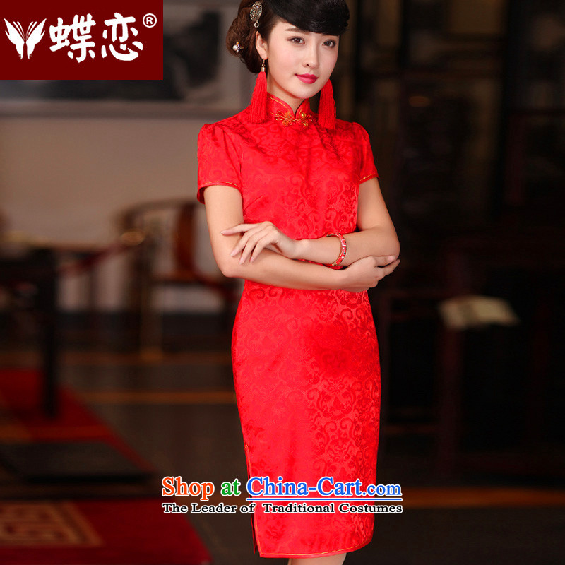Butterfly Lovers 2015 Autumn new stylish bride toasting champagne, improved service wedding dress retro CHINESE CHEONGSAM red - new pre-sale 20 days out of the land of the sphenoid XL, , , , shopping on the Internet