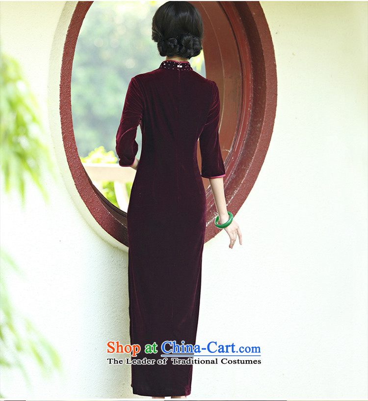Middle-aged ladies wedding dress noble mother Kim velvet cheongsam long skirt improvement in spring and summer retro purple cuff XL Photo, prices, brand platters! The elections are supplied in the national character of distribution, so action, buy now enjoy more preferential! As soon as possible.