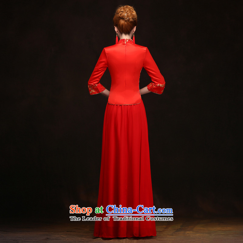 Time improved long-sleeved red Syrian cheongsam wedding dresses 2015 new bride bows XXL, time Syrian shopping on the Internet has been pressed.