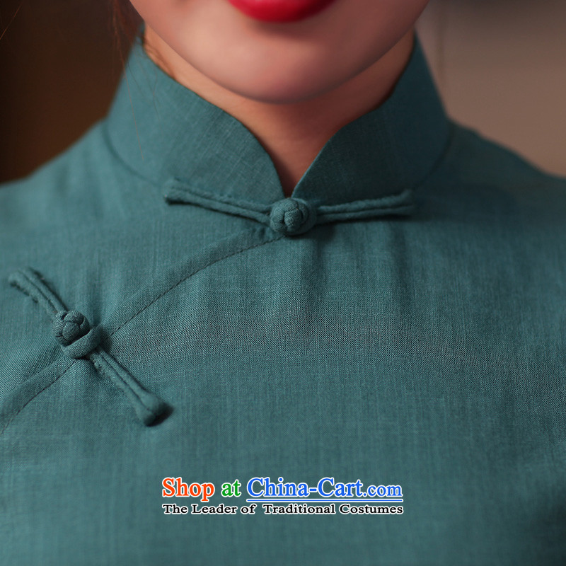 The Butterfly Lovers 2015 Summer new improved stylish cheongsam dress retro long Tang Dynasty Chinese qipao daily cyan M Butterfly Lovers , , , shopping on the Internet