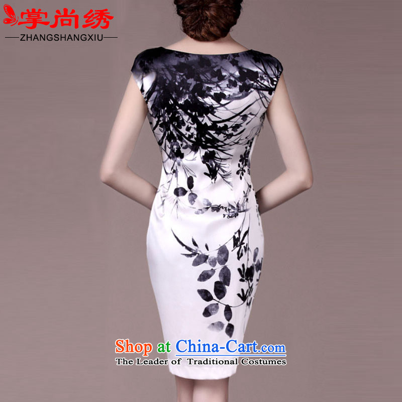 Your handheld is embroidered spring 2015 upscale silk stamp herbs extract heavyweight dresses qipao TH7065 white S, your handheld is embroidered shopping on the Internet has been pressed.