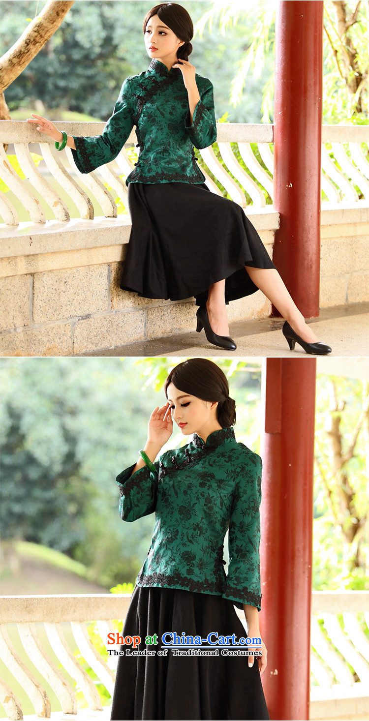2015 spring outfits Tang Dynasty Chinese female retro shirt Han-improved long-sleeved jacket stylish Ms. ancient green S picture, prices, brand platters! The elections are supplied in the national character of distribution, so action, buy now enjoy more preferential! As soon as possible.