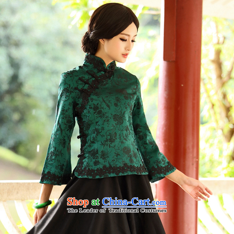 2015 spring outfits Tang Dynasty Chinese female retro shirt Han-improved long-sleeved jacket stylish Ms. Green S, China ethnic costume Classic (HUAZUJINGDIAN) , , , shopping on the Internet