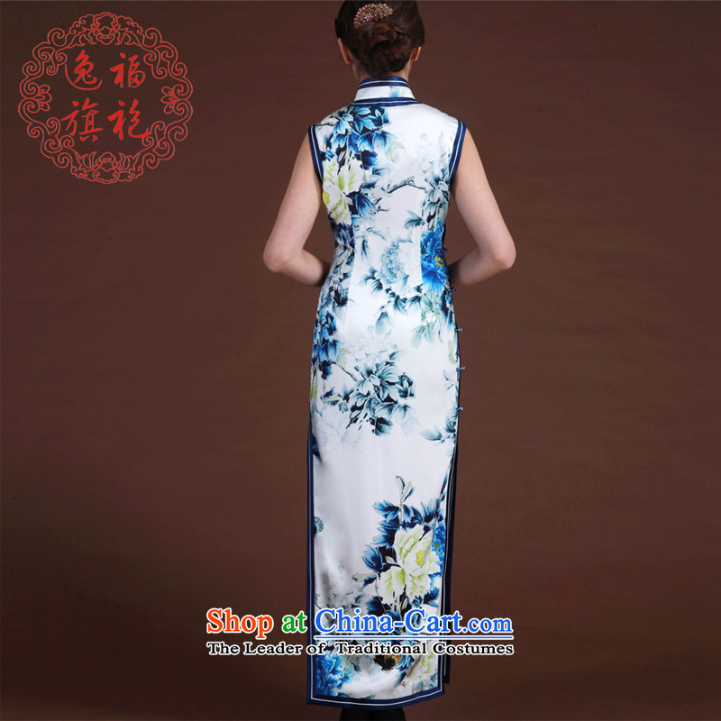 Il well Porcelain china wind dress high-end traditional handicraft silk cheongsam upscale poster long qipao porcelain S15 Day Shipping, Yat Fu (EFU) , , , shopping on the Internet