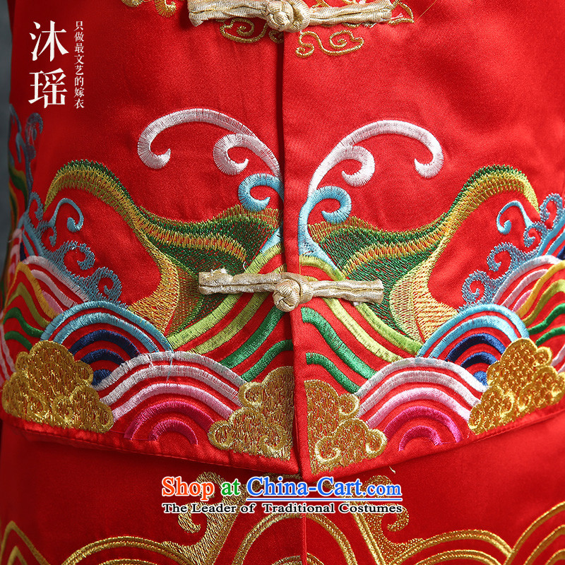 Bathing in the Chinese bows services-soo Yiu Wo Service 2 piece long-sleeved long of Chinese dragon costume use marriages wedding-soo and Foutune of large numbers of pregnant women marriage solemnisation red 1131-1 Upgrade L chest 106CM, Mu Yao , , , shop