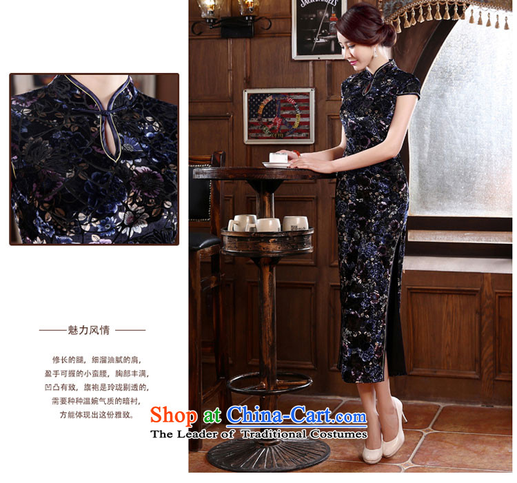 Wedding wedding mother Kim velvet cheongsam dress with the new 2015 Autumn summer long upmarket older dresses Black XL Photo, prices, brand platters! The elections are supplied in the national character of distribution, so action, buy now enjoy more preferential! As soon as possible.