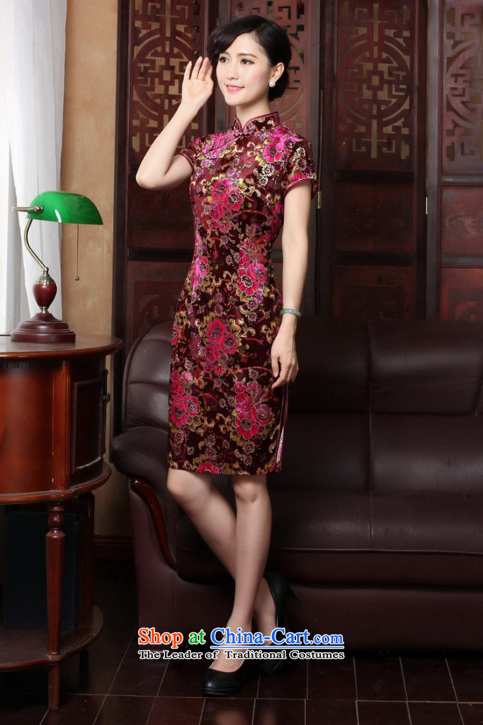 Dan smoke summer new women's dresses retro collar cheongsam dress dress velvet Sau San short-sleeved red Maple Leaf M qipao improved picture, prices, brand platters! The elections are supplied in the national character of distribution, so action, buy now enjoy more preferential! As soon as possible.