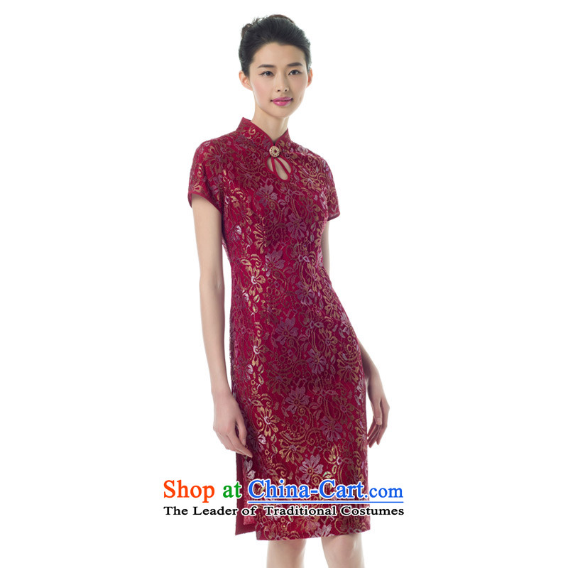 The Tang Dynasty outfits wood really spring and summer 2015 new women's retro cheongsam dress wedding banquet mother replacing 04 deep red M, excluding UNOPS wood really a , , , shopping on the Internet