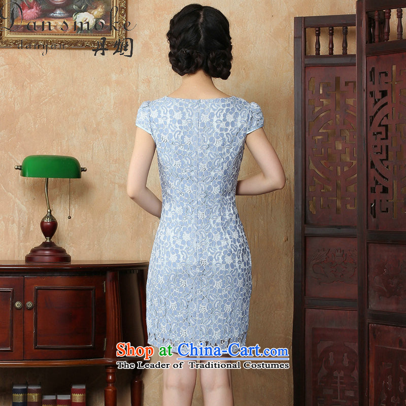 Dan smoke summer new women's day-to-day personal sense of beauty package and tight short, lace cheongsam dress suit small skirt light blue M Dan Smoke , , , shopping on the Internet