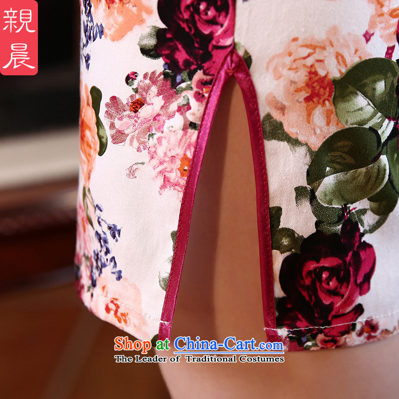 【 pro-am- 2015 new fall short of day-to-day retro Sau San short-sleeved improved stylish girl cheongsam dress 2XL- red waist 80cm, pro-am , , , shopping on the Internet