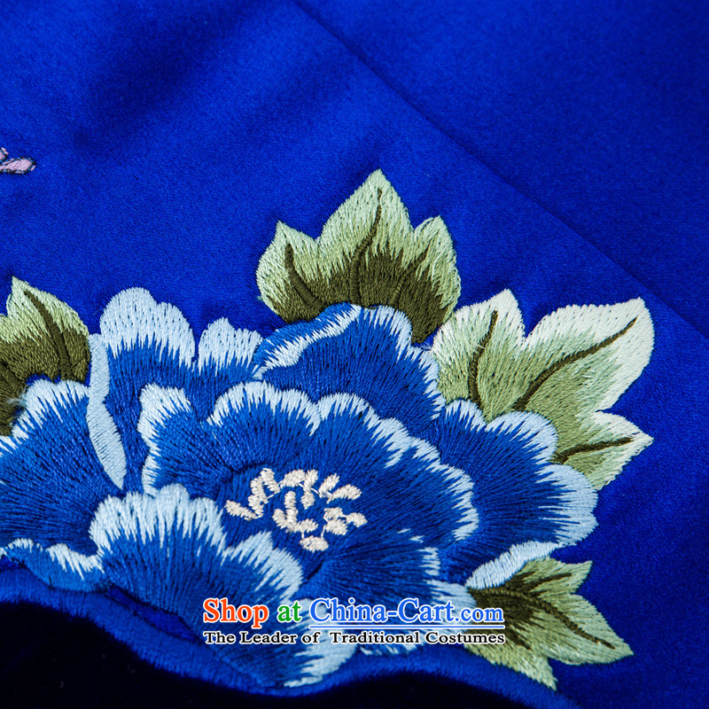The Tang Dynasty outfits wood really spring 2015 new women's silk cheongsam dress improved elegant long skirt female 43281 Sau San 10 Deep Blue M : The True , , , shopping on the Internet
