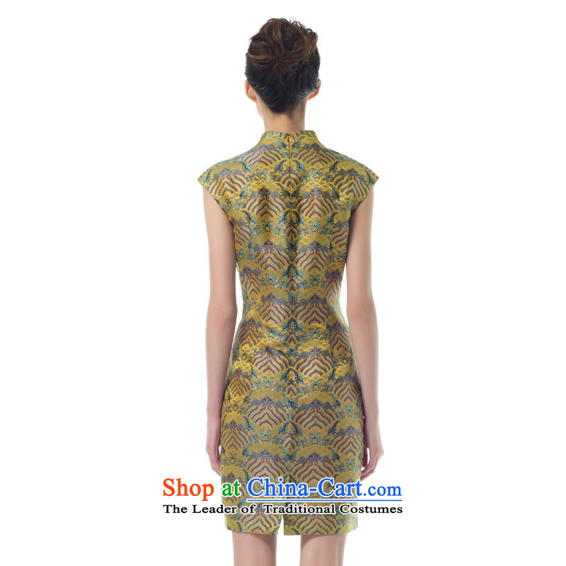 Wooden spring of 2015 really new women's skirt fashion of the Sau San embroidery cheongsam dress female 42752 13 Light yellow Xxl(a), wood really a , , , shopping on the Internet