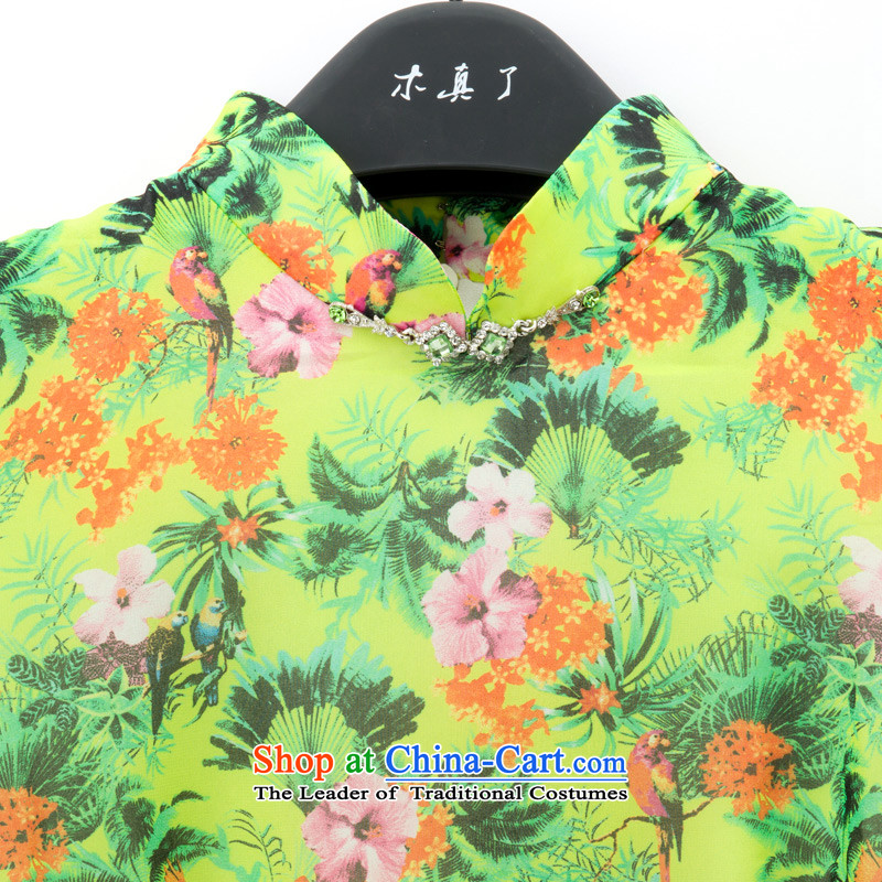 Wooden spring of 2015 is a new stylish package rotator cuff short cheongsam dress 42818 Female Sau San 15 light green XL, Wood , , , the true online shopping