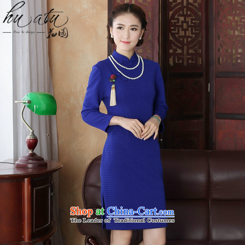Floral spring new women's dresses collar Chinese cheongsam look like grid improved ramp up Sau San 9 cuff qipao figure color L, floral shopping on the Internet has been pressed.