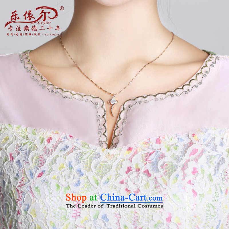 In accordance with the American's Spring New cheongsam lace pattern improved women's dress qipao short daily gentlewoman 2015  M, in accordance with the American, White (leyier) , , , shopping on the Internet