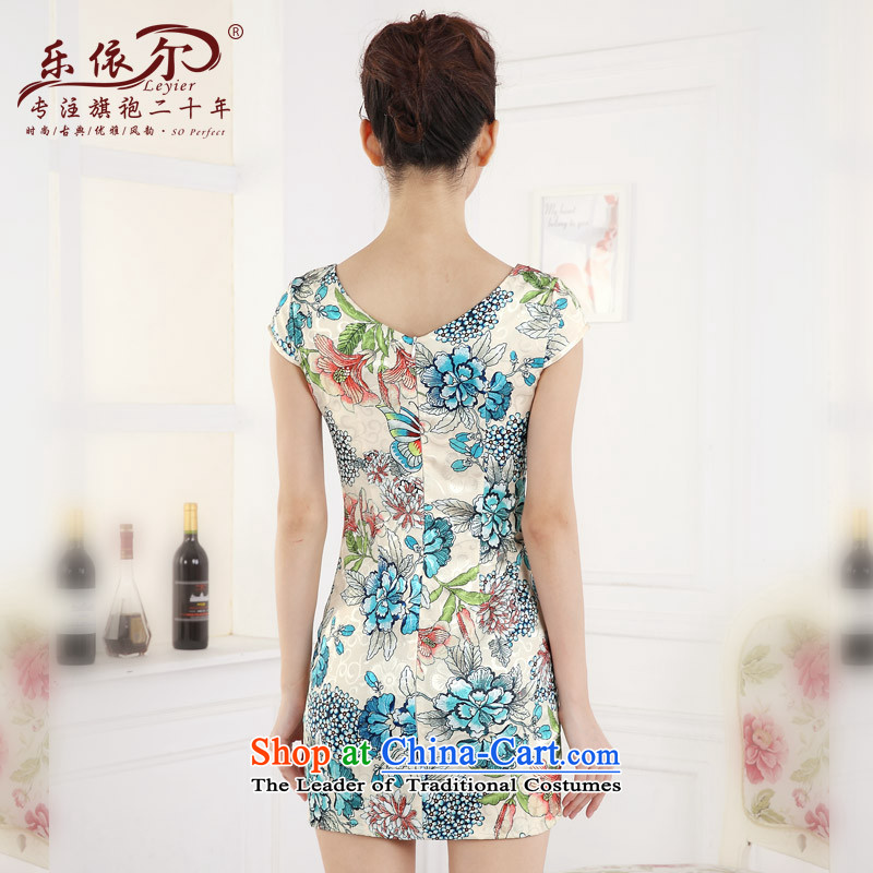 In accordance with the American's spring 2015 new short cheongsam dress female retro stamp improved embroidery girls qipao daily green M, in accordance with the (leyier Lok) , , , shopping on the Internet