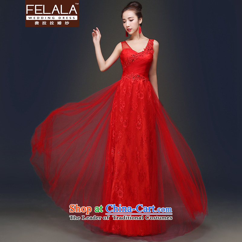 Ferrara in spring and summer 2015 new shoulders and sexy V-Neck bows service light wedding dresses red S Ferrara wedding (FELALA) , , , shopping on the Internet