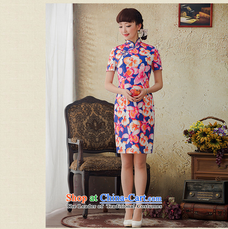A Pinwheel Without Wind color flower Chinese Yat stamp cheongsam dress improved Stylish spring and summer 2015 new retro cheongsam dress red S picture, prices, brand platters! The elections are supplied in the national character of distribution, so action, buy now enjoy more preferential! As soon as possible.