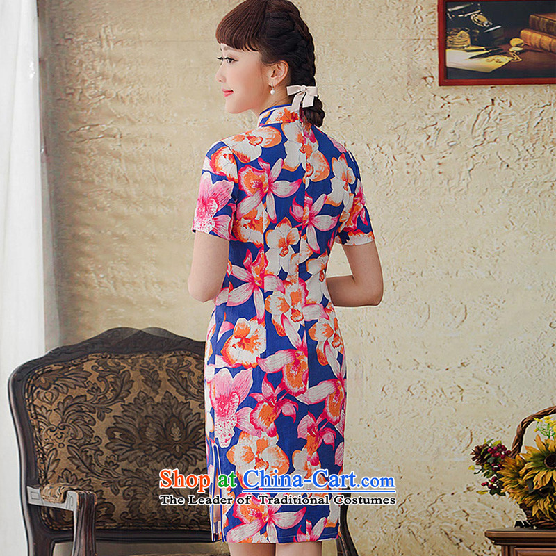 A Pinwheel Without Wind color flower Chinese Yat stamp cheongsam dress improved Stylish spring and summer 2015 new retro cheongsam dress red S, Yat Lady , , , shopping on the Internet
