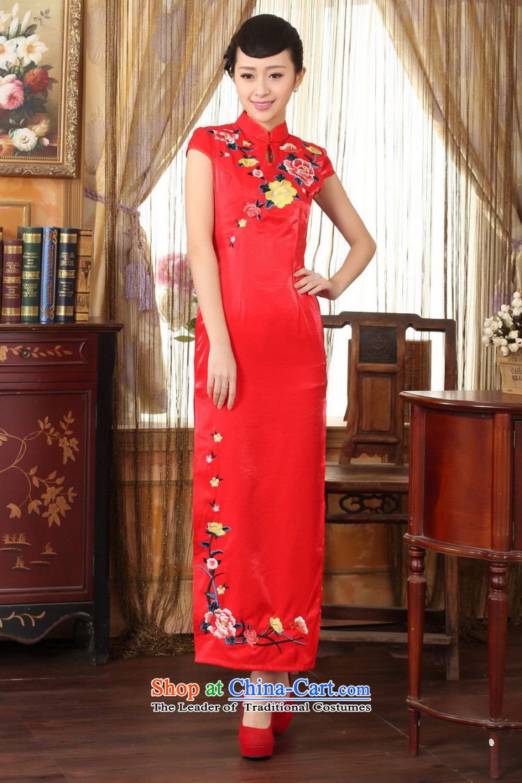 Figure qipao summer flowers female Chinese cheongsam dress collar embroidery video thin elegant brides Sau San long qipao gown red L picture, prices, brand platters! The elections are supplied in the national character of distribution, so action, buy now enjoy more preferential! As soon as possible.