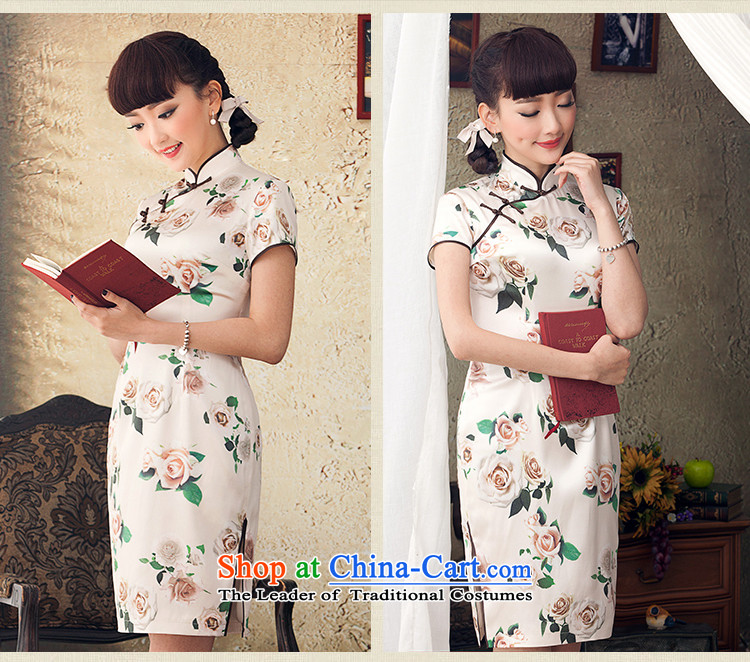 A Pinwheel Without Wind poem about stamp Yat improved cheongsam dress stylish 2015 Spring/Summer Load New Silk Cheongsam dress retro green M picture, prices, brand platters! The elections are supplied in the national character of distribution, so action, buy now enjoy more preferential! As soon as possible.