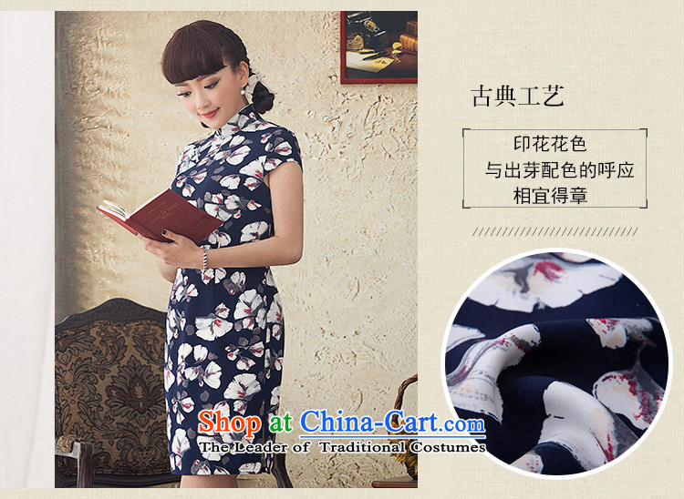 A Pinwheel Without Wind painting spring and autumn Yat short of stamp improved new stylish skirt qipao Ms. daily cheongsam dress blue 2XL Photo, prices, brand platters! The elections are supplied in the national character of distribution, so action, buy now enjoy more preferential! As soon as possible.