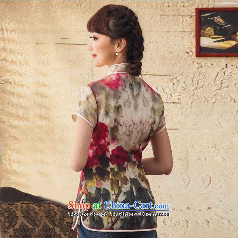 A Pinwheel Without Wind Fairy Peony Plaza New Silk Cheongsam shirt ethnic improved Ms. Tang dynasty 2015 Spring/Summer Load the Red M Yat Lady , , , shopping on the Internet