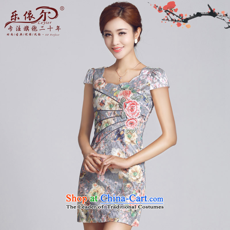 In accordance with the American's 2015 new improved gentlewoman qipao retro flower embroidery short skirt daily video Qipao) thin package and pink , L, in accordance with the (leyier Lok) , , , shopping on the Internet