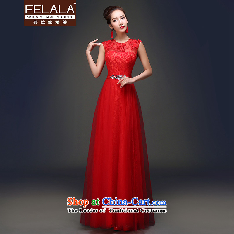 Ferrara?in spring and summer 2015 new sweet lovely round-neck collar video graphics high toasting champagne thin clothing dress red?S