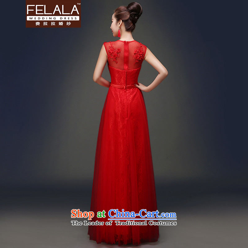 Ferrara in spring and summer 2015 new sweet lovely round-neck collar video graphics high toasting champagne thin red dress uniform S Ferrara wedding (FELALA) , , , shopping on the Internet