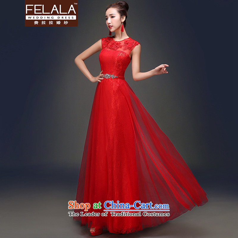 Ferrara in spring and summer 2015 new sweet lovely round-neck collar video graphics high toasting champagne thin red dress uniform S Ferrara wedding (FELALA) , , , shopping on the Internet