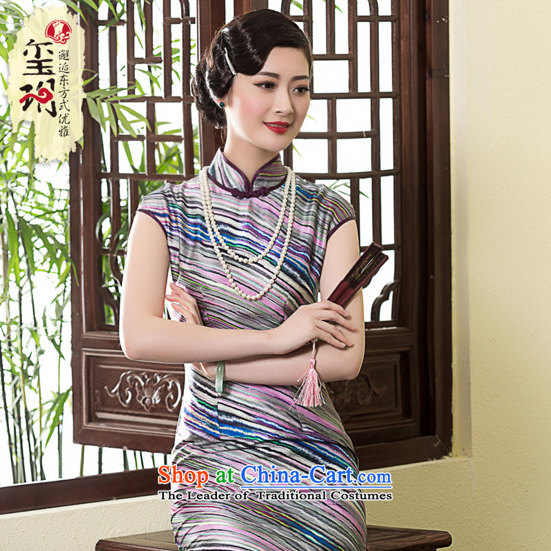 The Seal of 2015 heavyweight silk Chinese national short-sleeved Silk Cheongsam Shanghai republic of korea wind, herbs extract pictures color S seal qipao decreased by , , , shopping on the Internet
