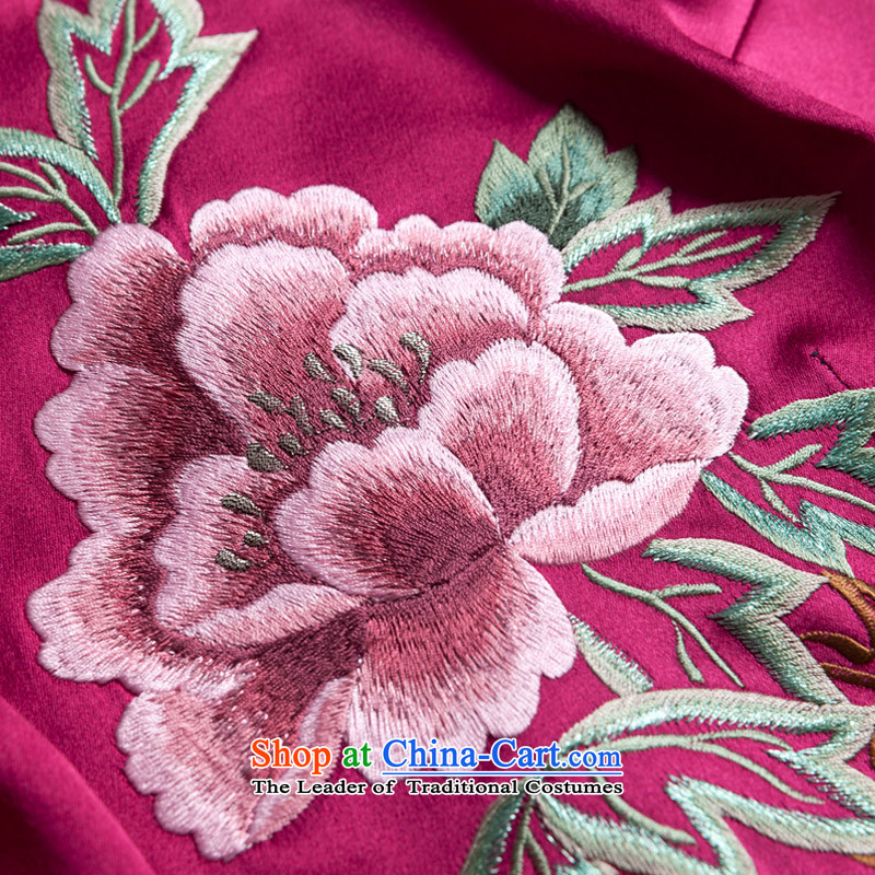 The Seal of 2015 high-end summer manually push embroidered heavyweight silk cheongsam dress suit the Republic of Korea Shanghai embroidery retro skirt XXL, wine red seal decreased by , , , shopping on the Internet