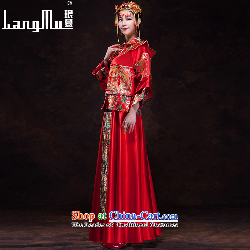 The new 2015 Luang Sau Wo Service marriages qipao gown longfeng bows service long-sleeved use Chinese wedding gown wedding winter XS, Luang in , , , shopping on the Internet
