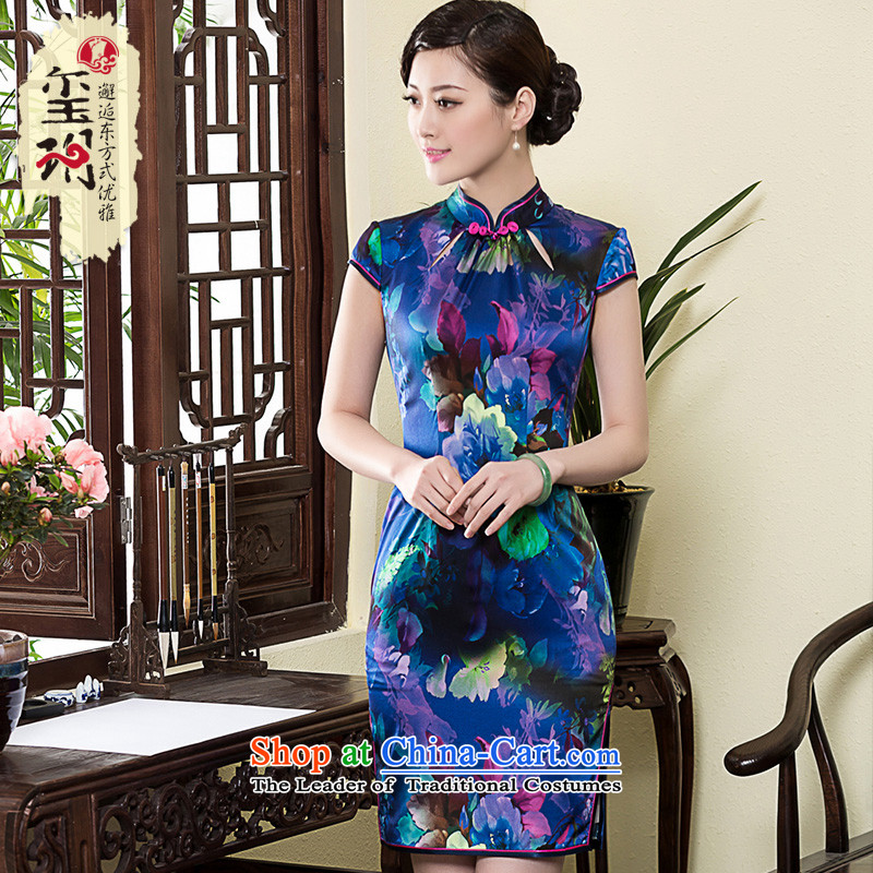 The seal of the new 2015 Silk Cheongsam aristocratic improved day-to-day annual national banquet retro elegant qipao skirt picture color M seal decreased by , , , shopping on the Internet
