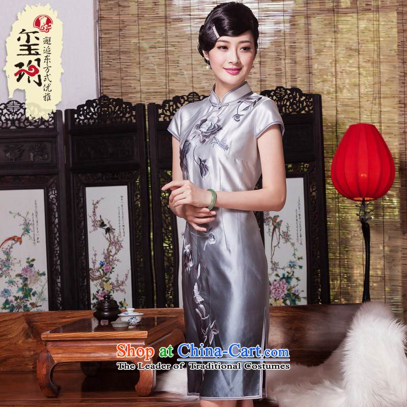 The seal of the spring and summer of 2015 gradient heavyweight Silk Cheongsam elegant ethnic retro Tang dynasty embroidery cheongsam dress photo color female XXL, seal decreased by , , , shopping on the Internet