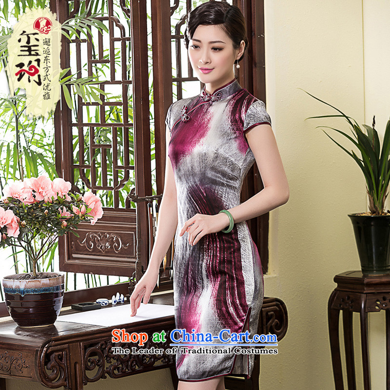 The seal of the spring and summer of 2015, the new republic of korea heavy silk cheongsam dress of the forklift truck cheongsam dress Chinese pictures retro- XL, seal of , , , shopping on the Internet
