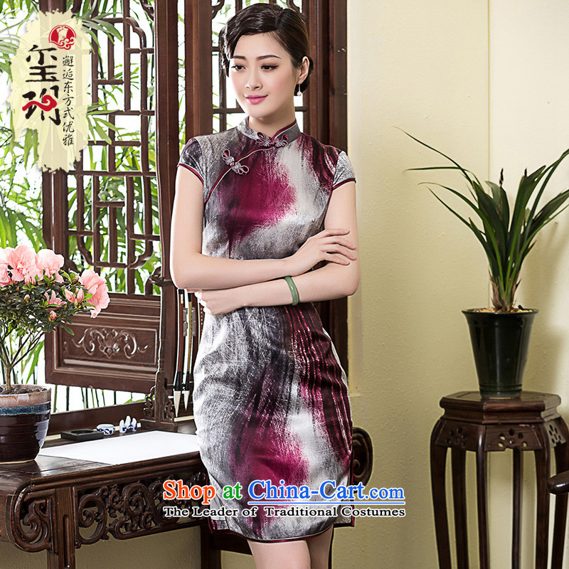 The seal of the spring and summer of 2015, the new republic of korea heavy silk cheongsam dress of the forklift truck cheongsam dress Chinese pictures retro- XL, seal of , , , shopping on the Internet